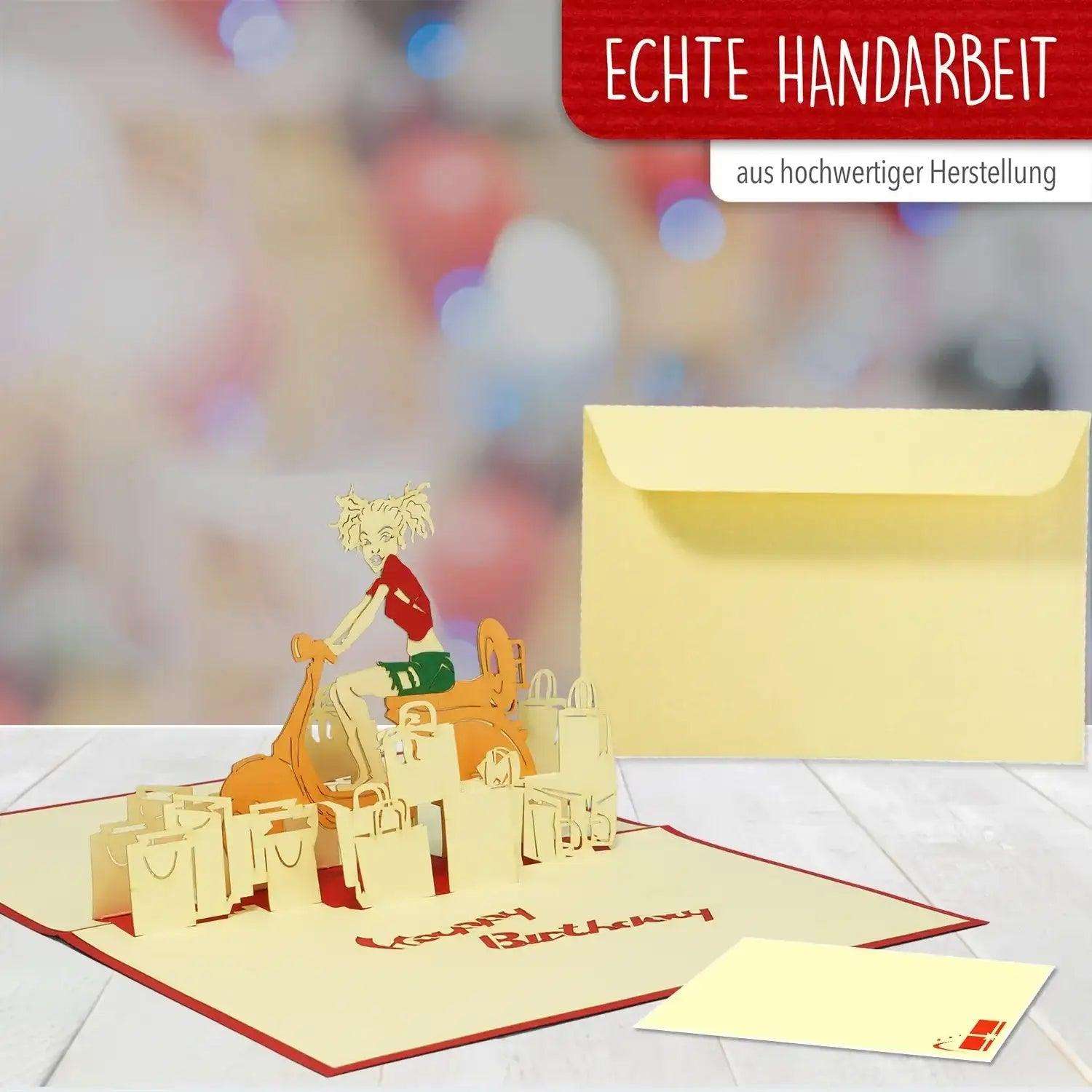 3D Pop-Up Karte Vespa Frau, N8 - LINPopUp