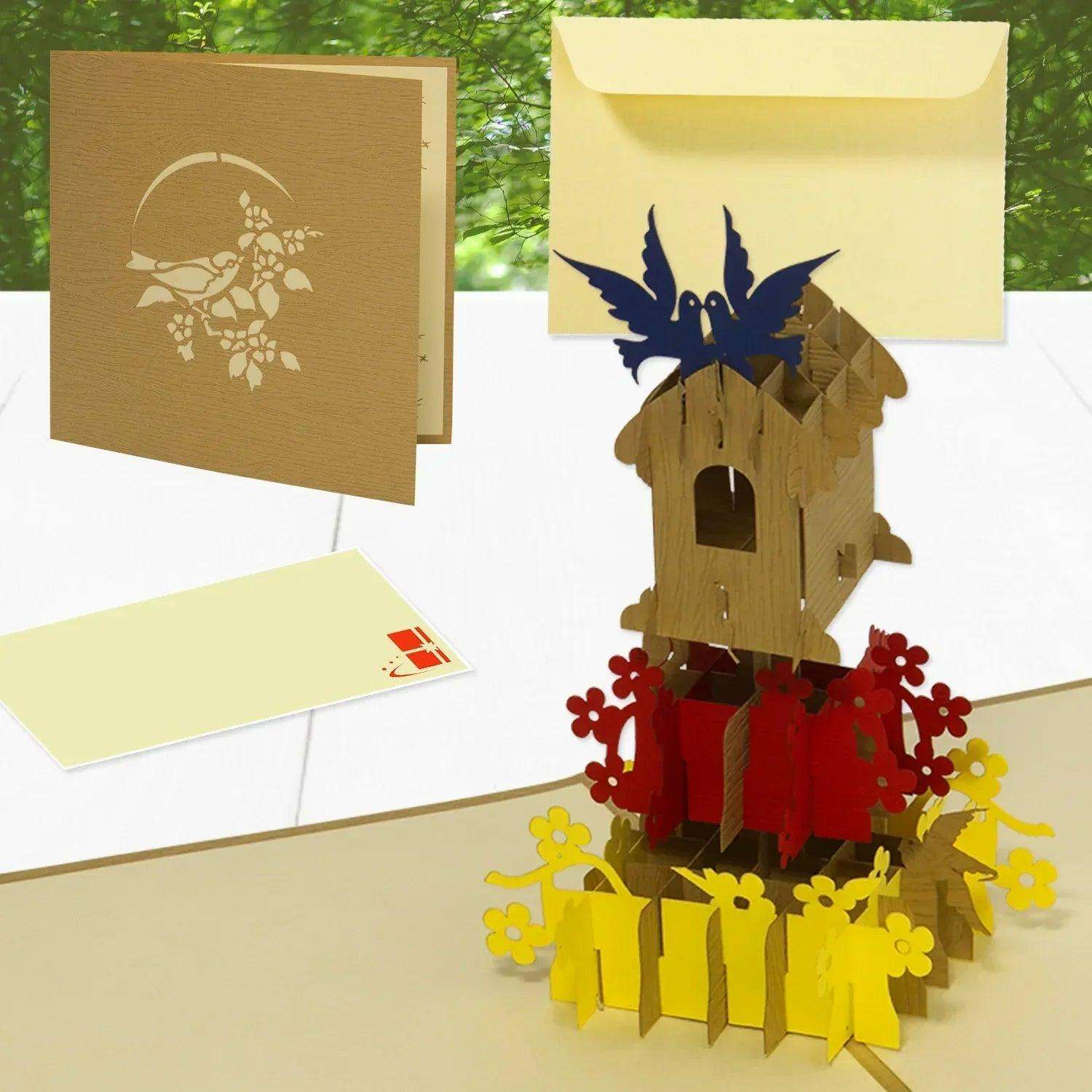 3D Pop-Up Karte Vogelhaus, N144 - LINPopUp