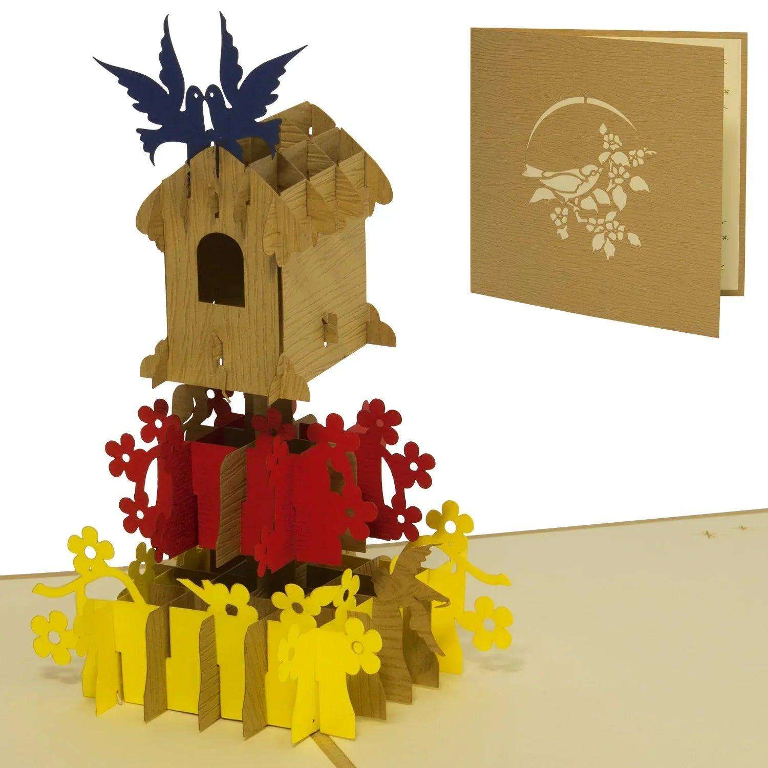 3D Pop-Up Karte Vogelhaus, N144 - LINPopUp