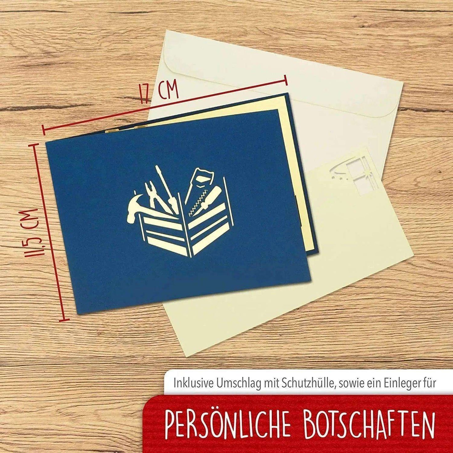 3D Pop-Up Karte  Werkzeugkasten, N271 - LINPopUp