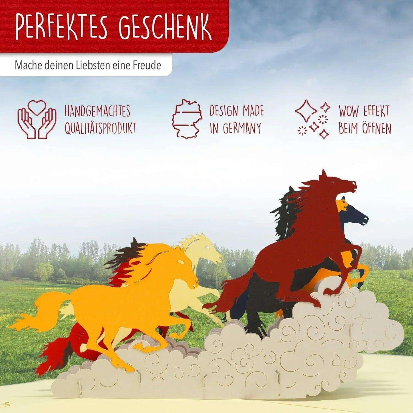 3D Pop-Up Karte Wildpferde, N143 - LINPopUp