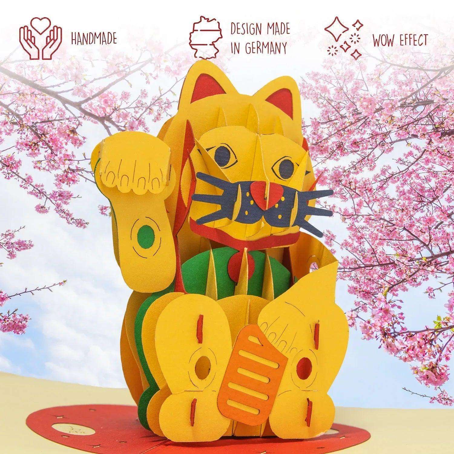3D Pop-Up Karte Winkekatze Glücksbringer, N308 LINPopUp N308
