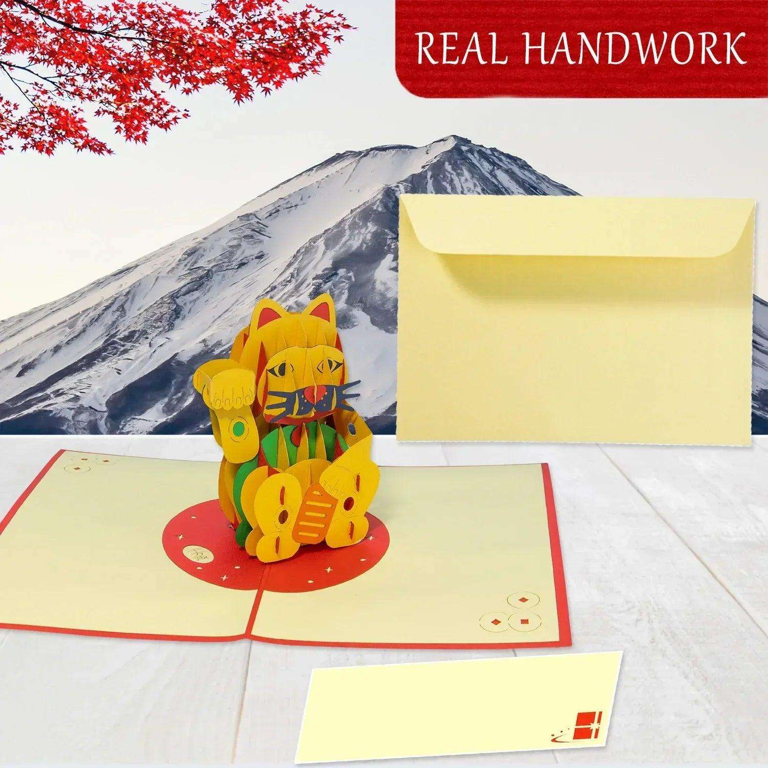 3D Pop-Up Karte Winkekatze Glücksbringer, N308 LINPopUp N308