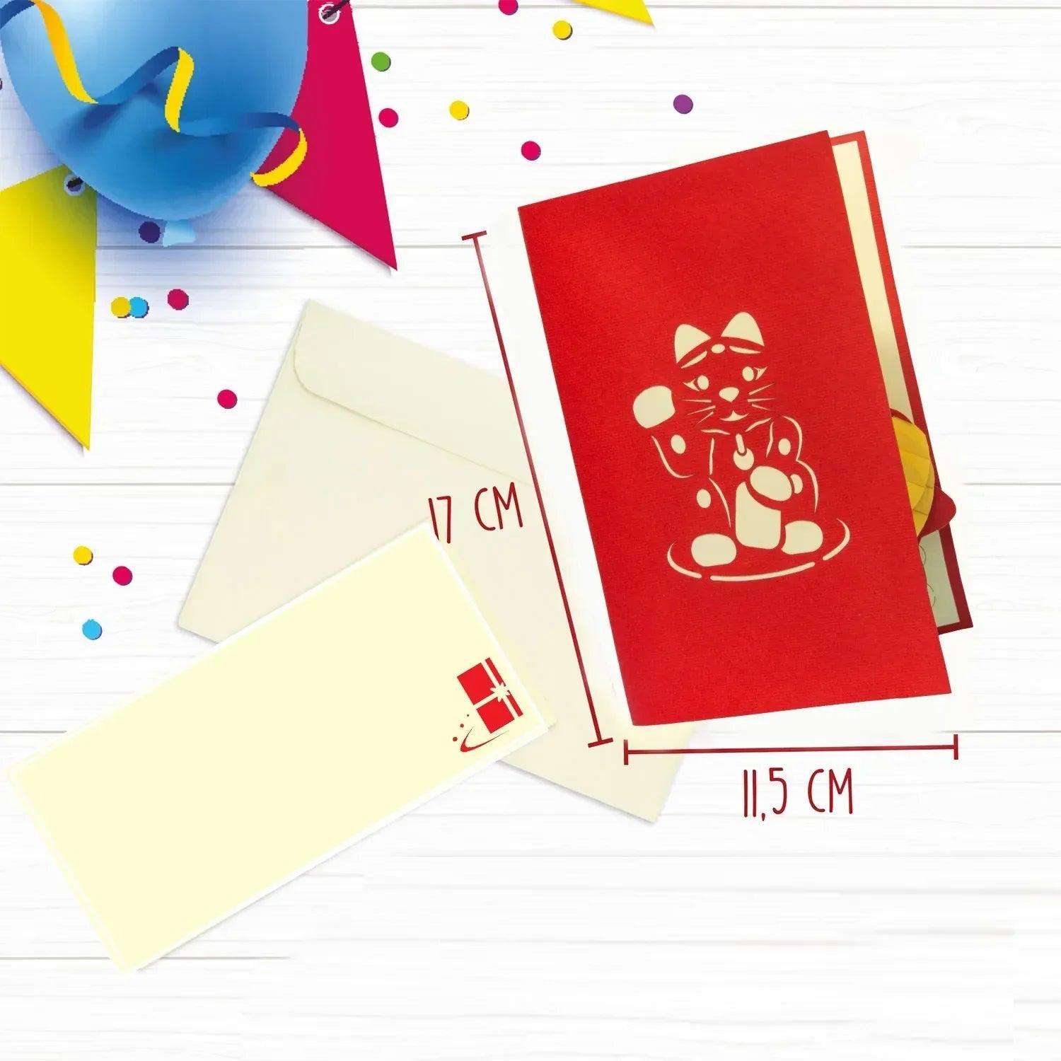 3D Pop-Up Karte Winkekatze Glücksbringer, N308 LINPopUp N308