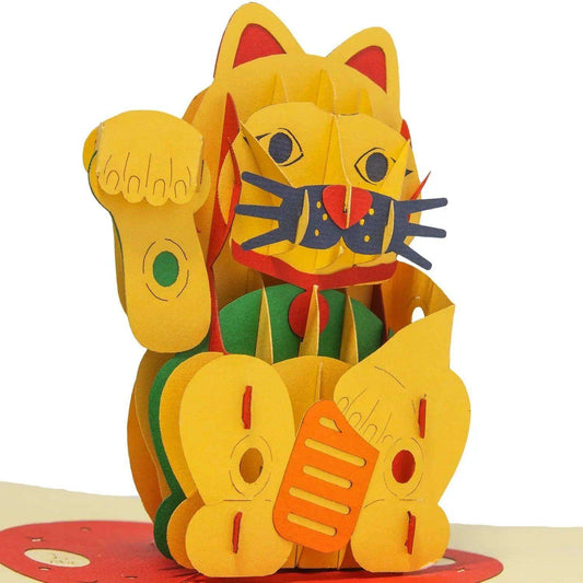 3D Pop-Up Karte Winkekatze Glücksbringer, N308 - LINPopUp