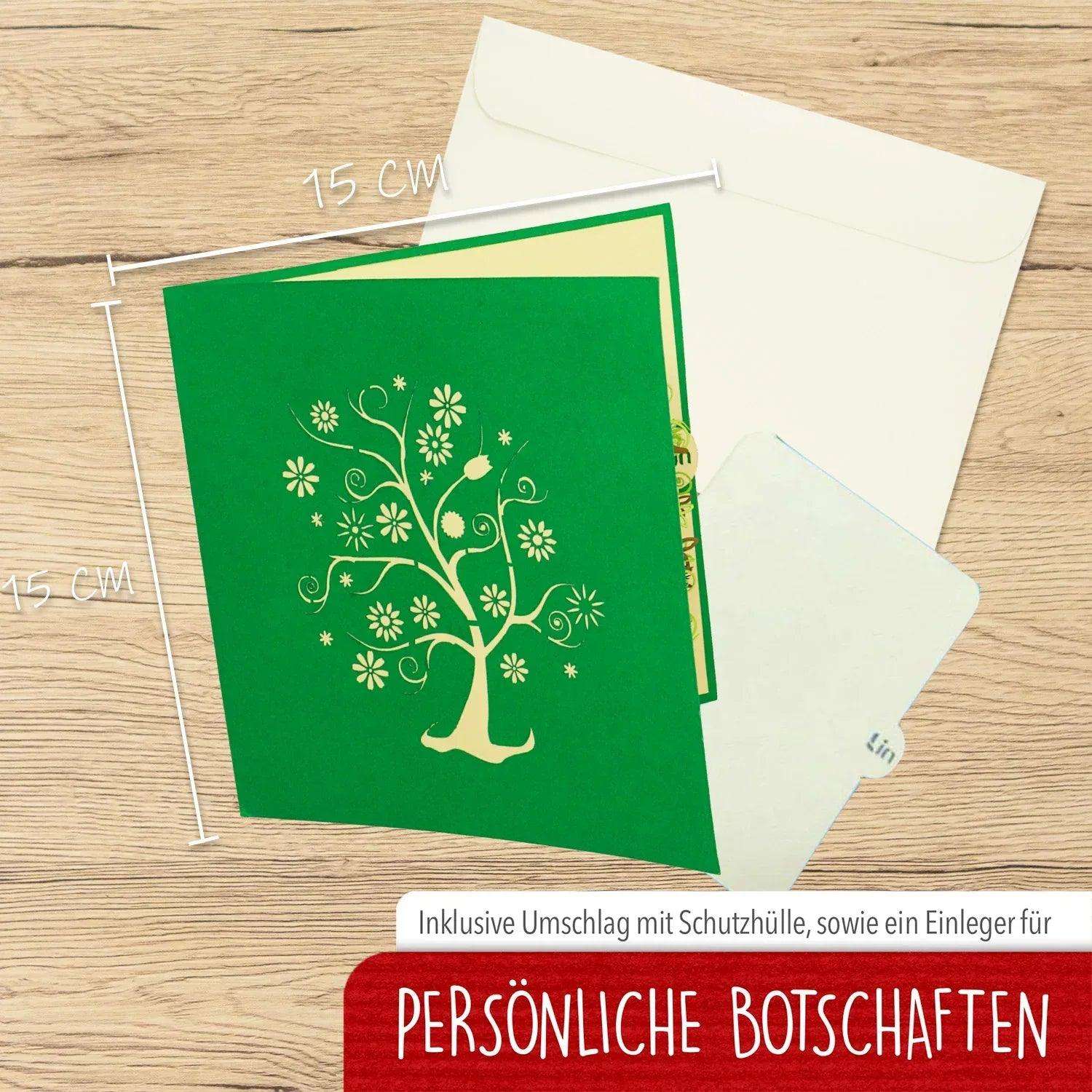 Pop Up Karte 3D Wunschbaum Blumen – Grußkarte Geburtstag & Muttertag - LINPopUp