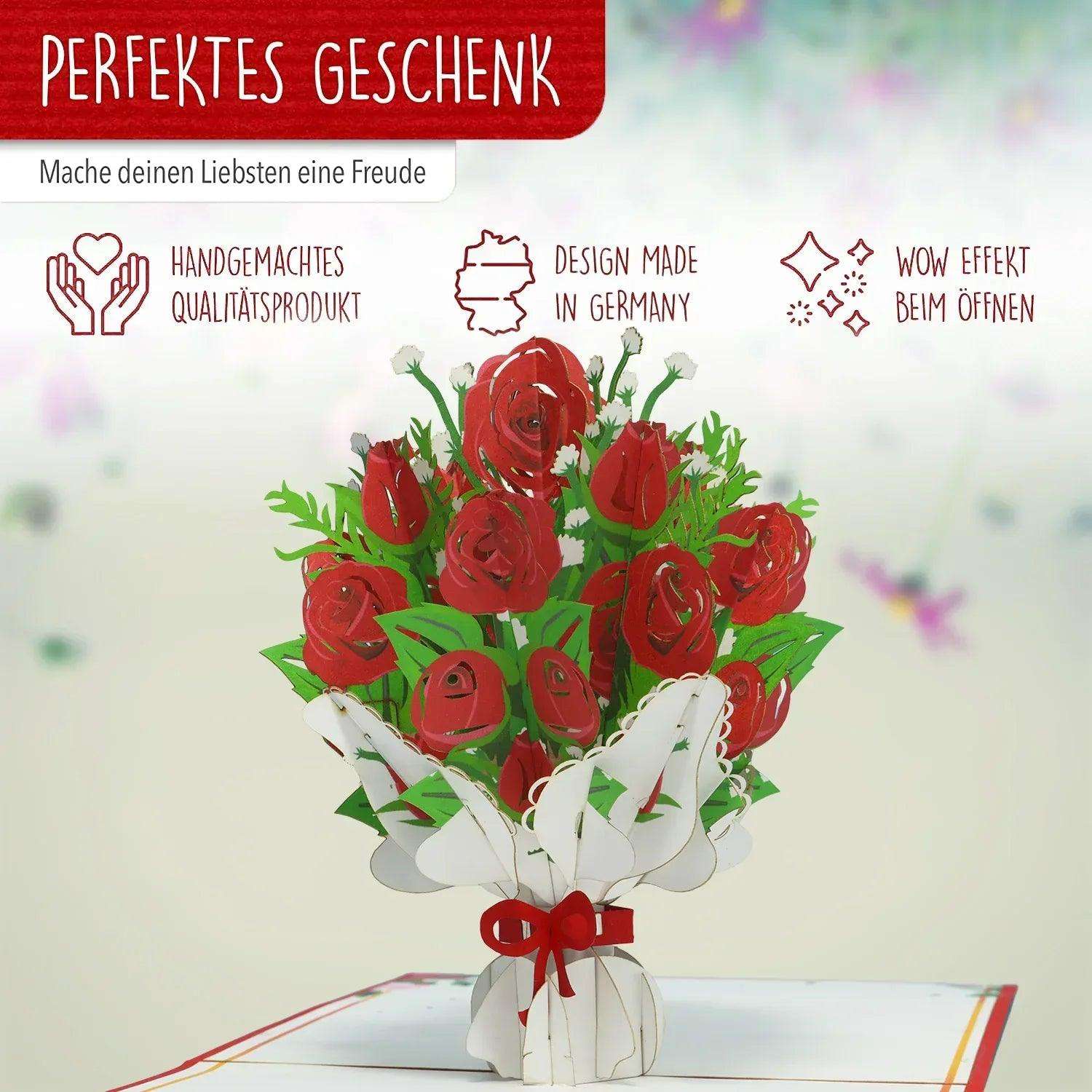 3D Pop-Up Karte Blumenkarte, Rosen, N506 - LINPopUp