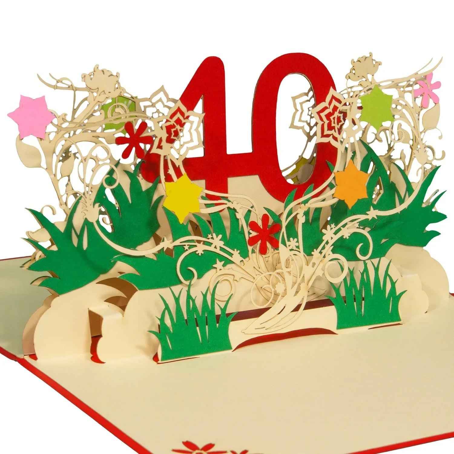 Pop-Up-Karte zum Geburtstag – Zahl 40, Geburtstagseinladung & Jubiläum, N303