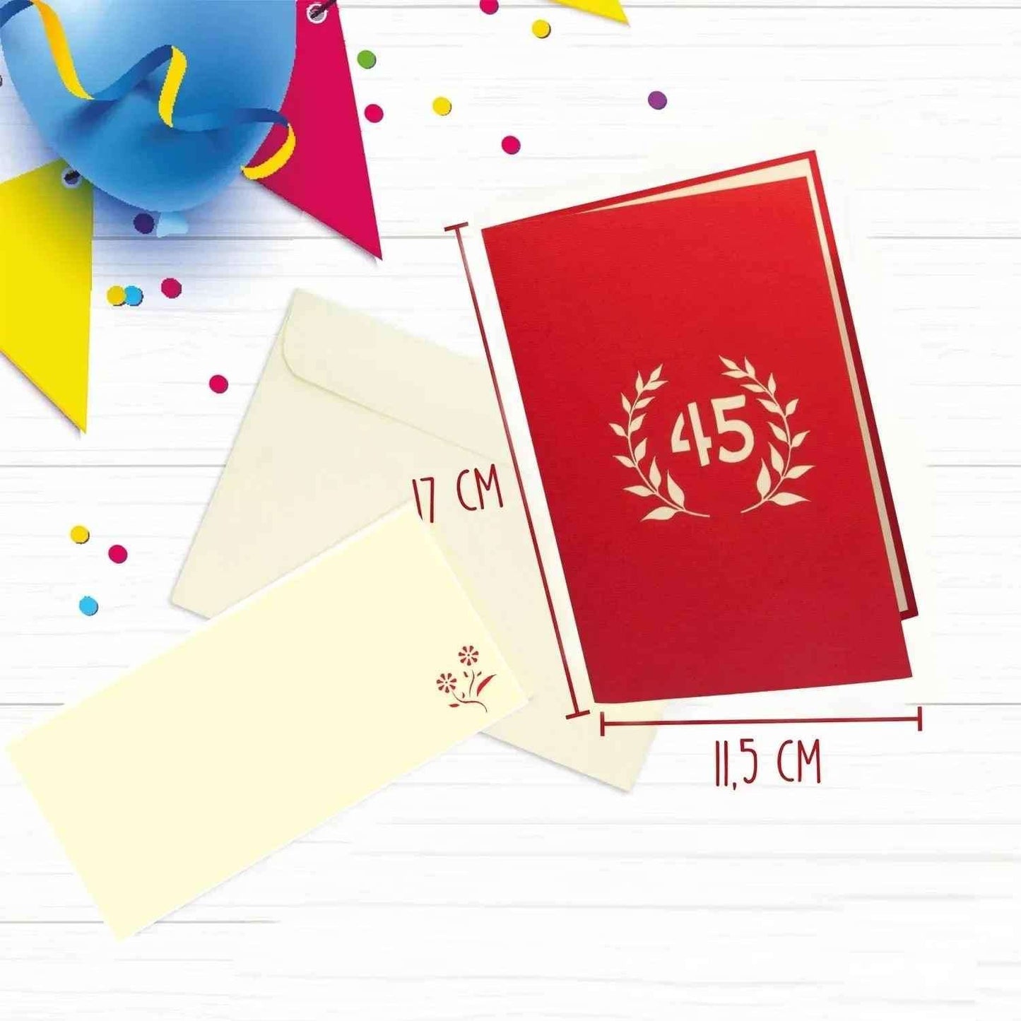 Pop-Up-Karte zum Geburtstag – Zahl 45, Geburtstagseinladung & Jubiläum, N326