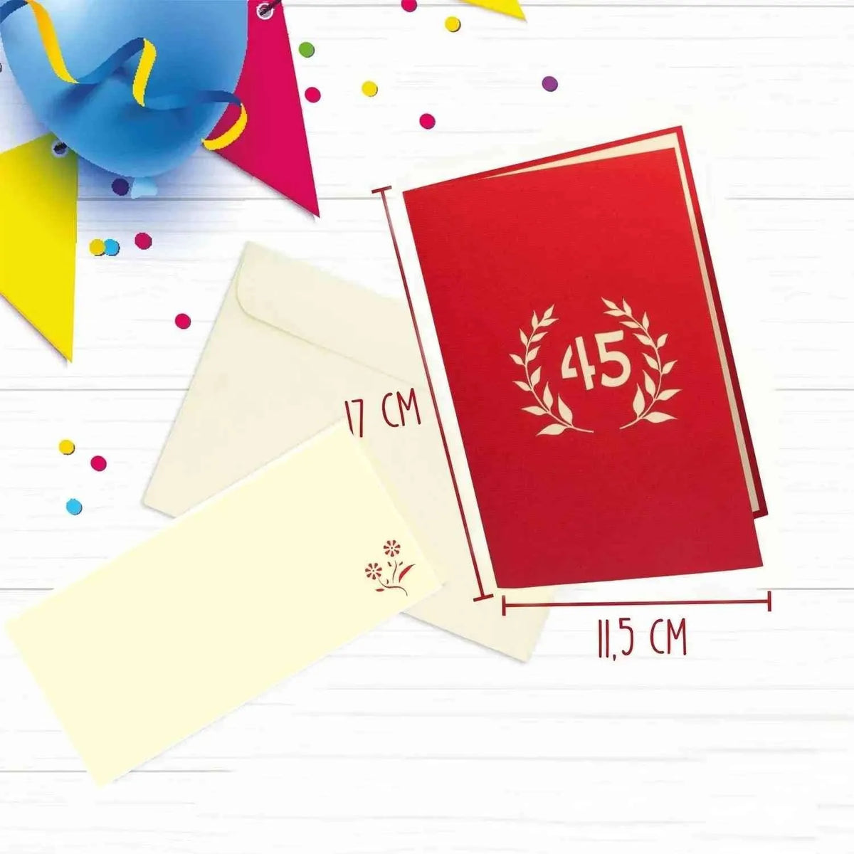 Pop-Up-Karte zum Geburtstag – Zahl 45, Geburtstagseinladung & Jubiläum, N326