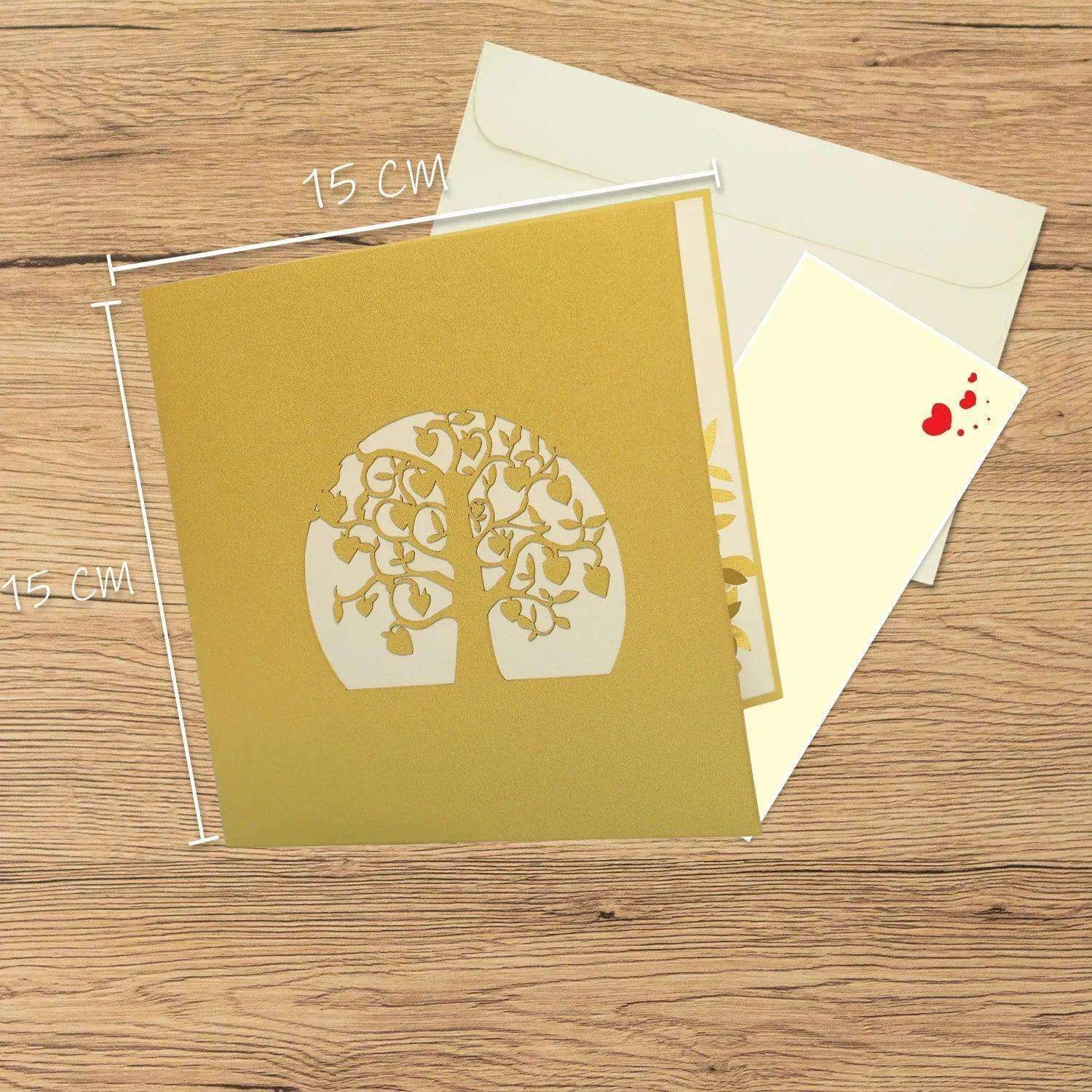 50. Hochzeitstag, Goldhochzeit Karte 3D Pop-Up - Goldene Hochzeitskarte, N85 - LINPopUp
