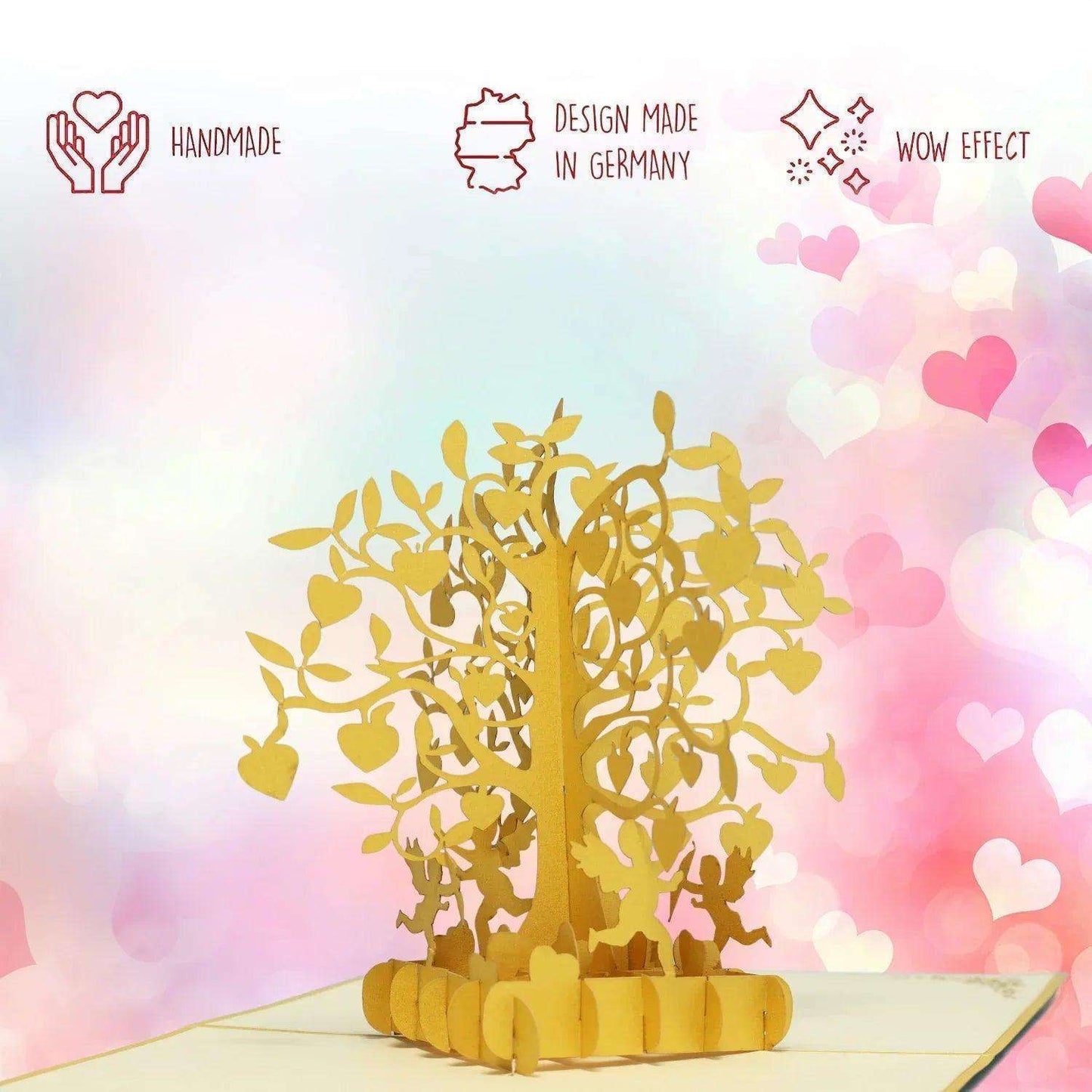 50. Hochzeitstag, Goldhochzeit Karte 3D Pop-Up - Goldene Hochzeitskarte, N85 - LINPopUp