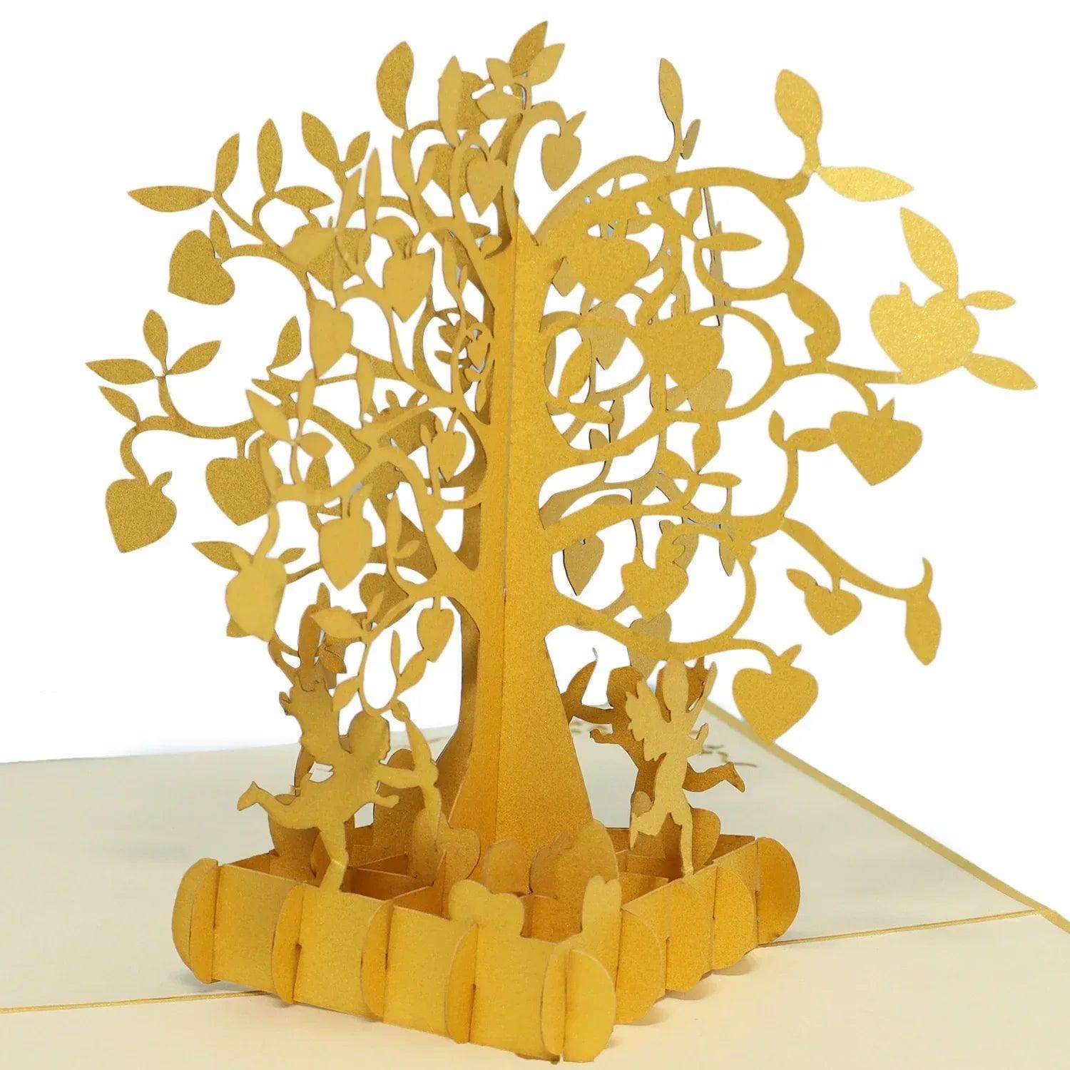 50. Hochzeitstag, Goldhochzeit Karte 3D Pop-Up - Goldene Hochzeitskarte, N85 - LINPopUp