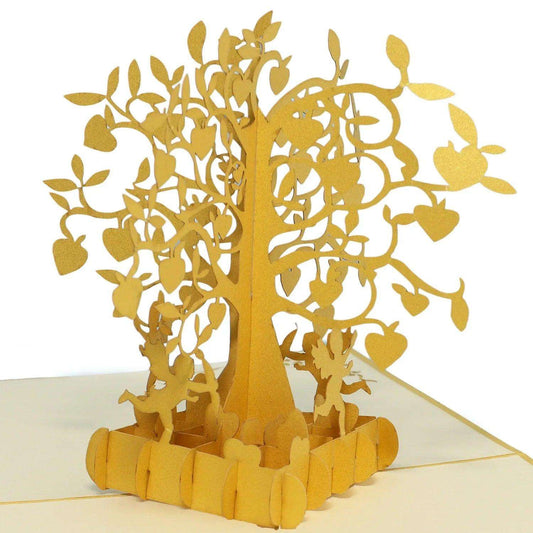 50. Hochzeitstag, Goldhochzeit Karte 3D Pop-Up - Goldene Hochzeitskarte, N85 - LINPopUp