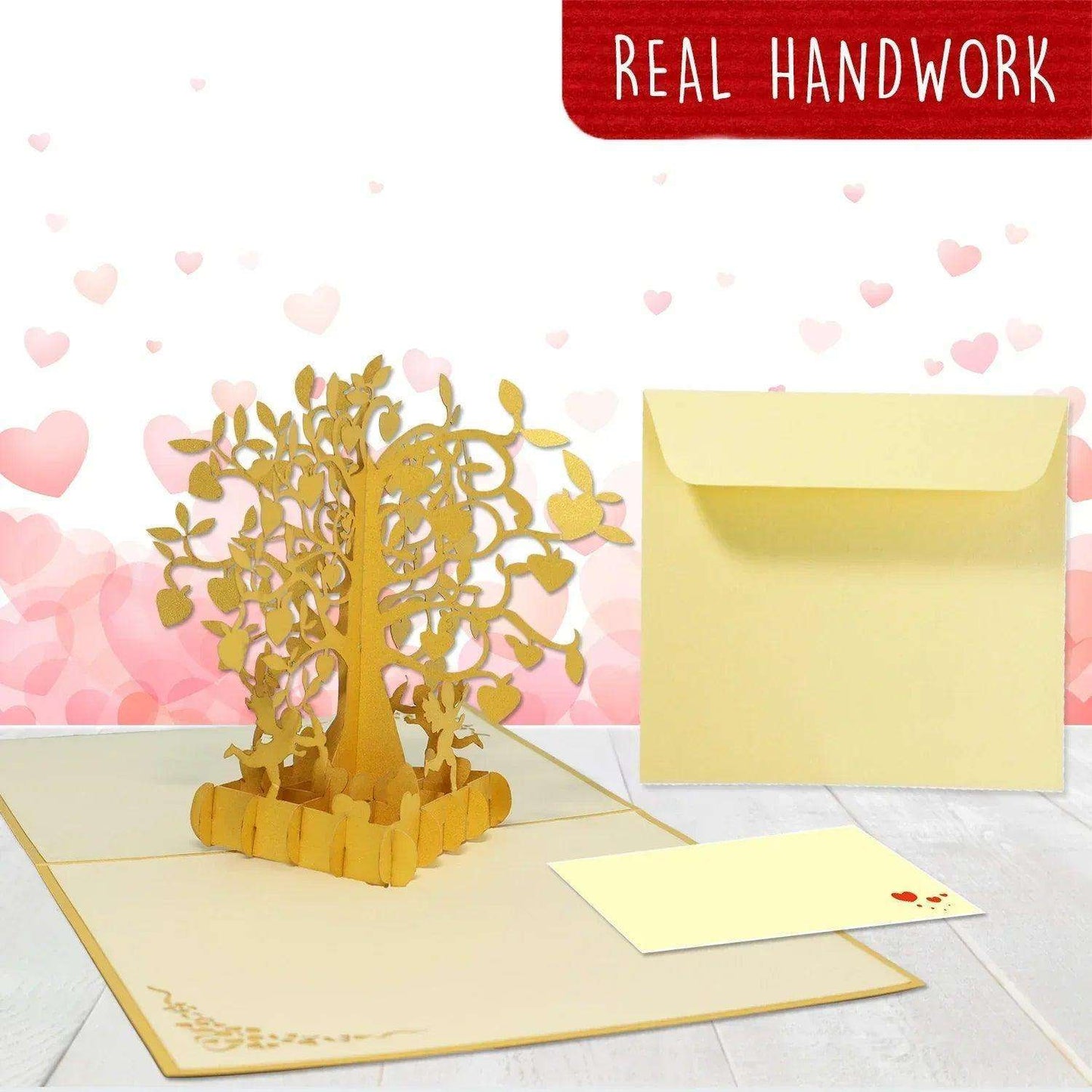 50. Hochzeitstag, Goldhochzeit Karte 3D Pop-Up - Goldene Hochzeitskarte, N85 - LINPopUp