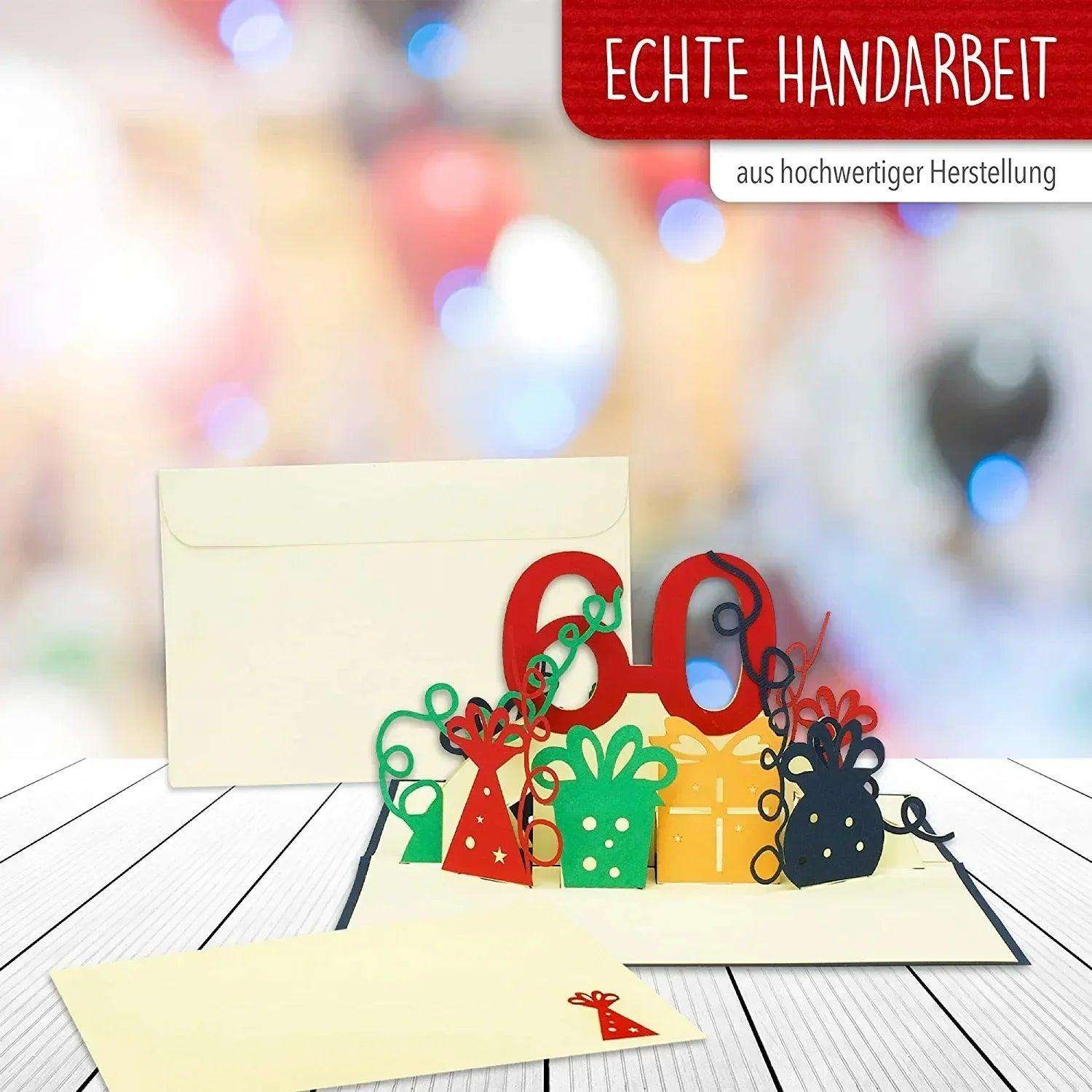 Pop-Up-Karte zum Geburtstag – Zahl 60, Geburtstagseinladung & Jubiläum, N23 - LINPopUp