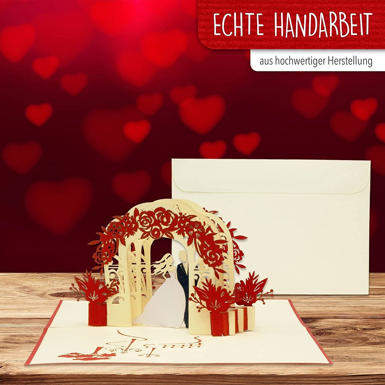 Hochzeitskarte Pop Up 3D - Glückwunschkarte zur Hochzeit, Brautpaar Altar, N290