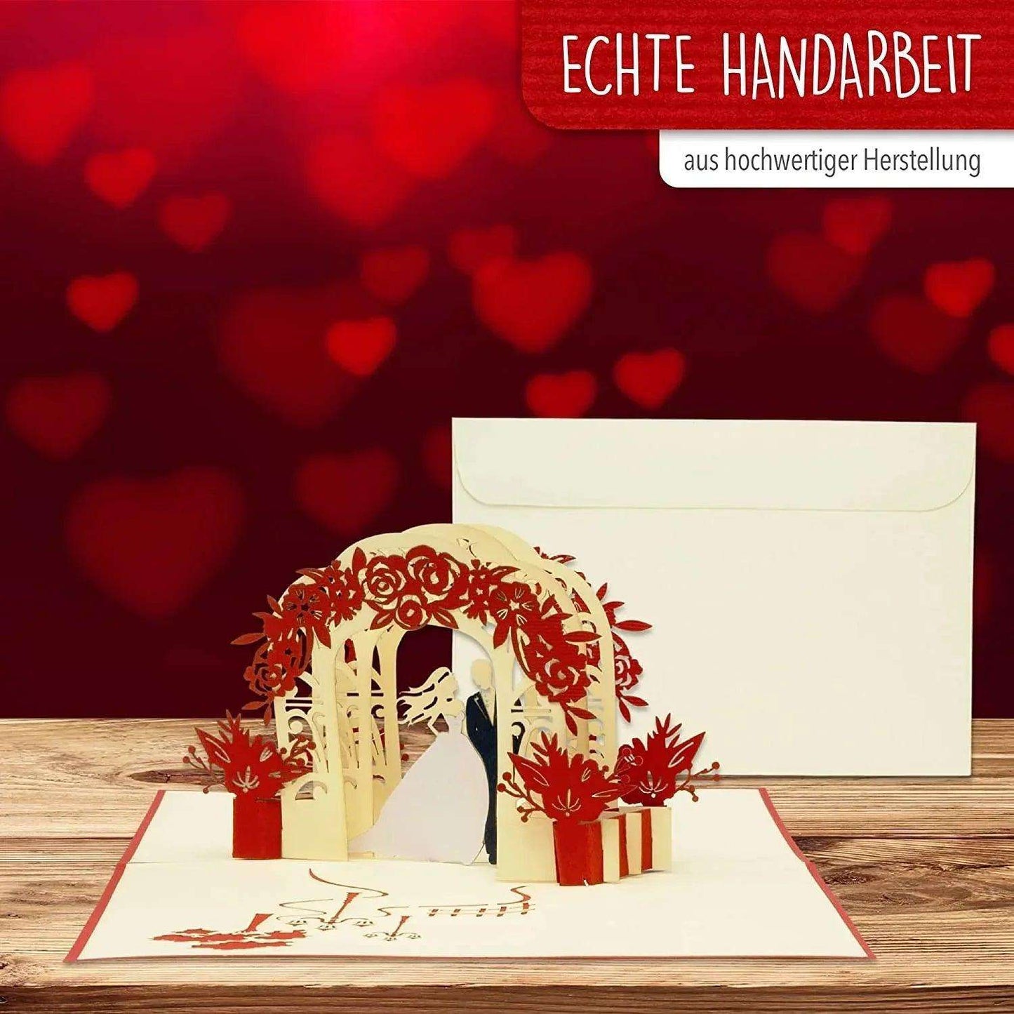 Hochzeitskarte Pop Up 3D - Glückwunschkarte zur Hochzeit, Brautpaar Altar, N290 - LINPopUp