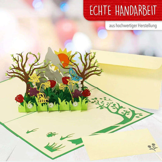 3D Pop-Up Karte Blumenkarte, Blumenwiese, N388 - LINPopUp