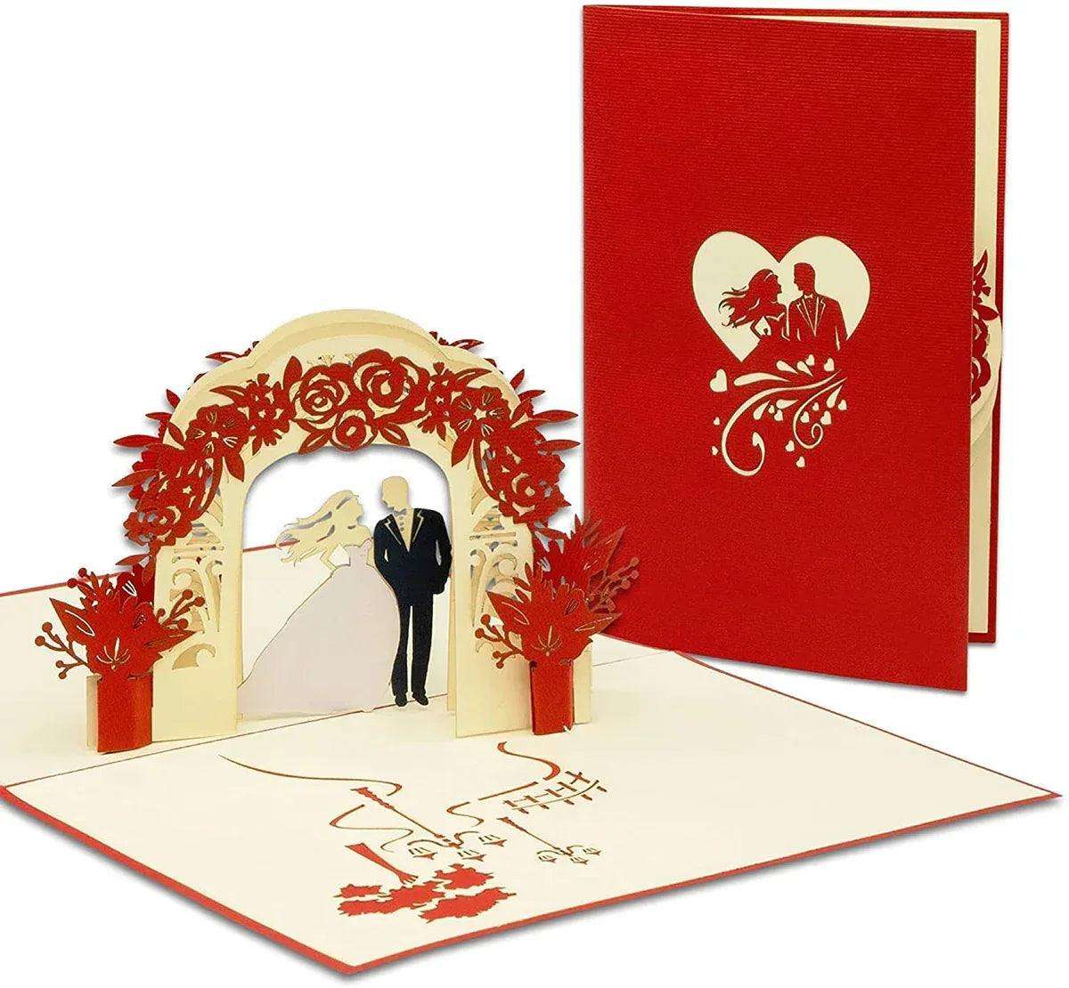 Hochzeitskarte Pop Up 3D - Glückwunschkarte zur Hochzeit, Brautpaar Altar, N290 - LINPopUp
