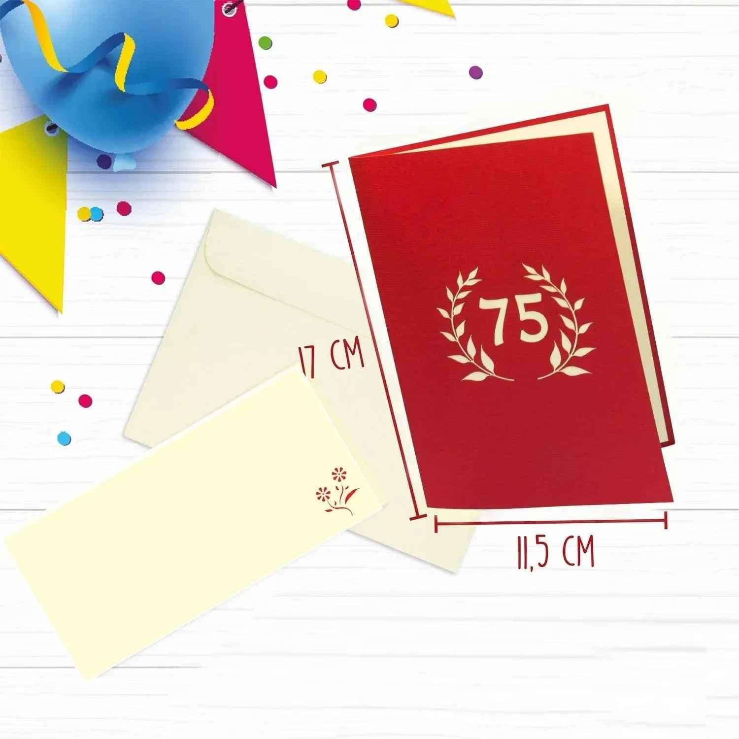 Pop-Up-Karte zum Geburtstag – Zahl 75, Geburtstagseinladung & Jubiläum, N323 LINPopUp N323