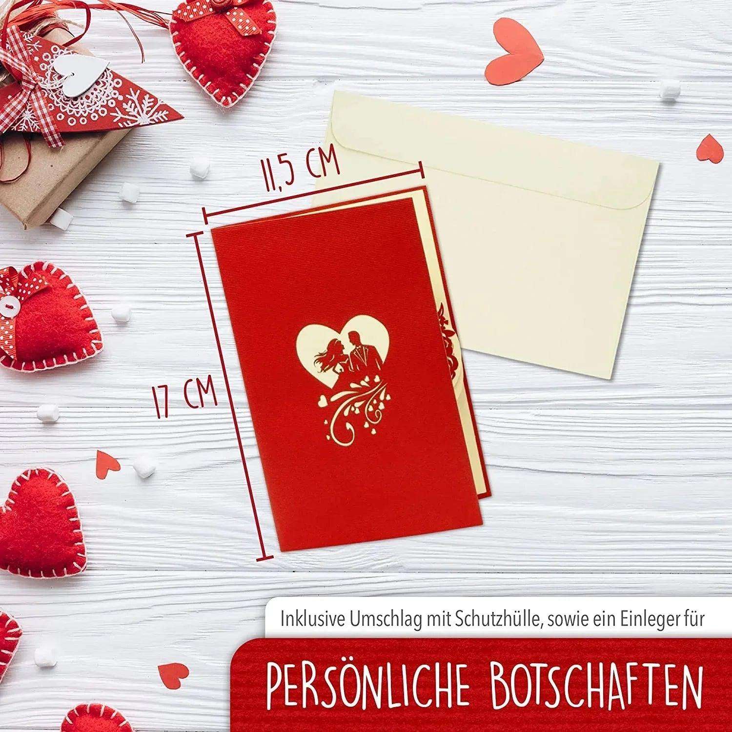Hochzeitskarte Pop Up 3D - Glückwunschkarte zur Hochzeit, Brautpaar Altar, N290 - LINPopUp