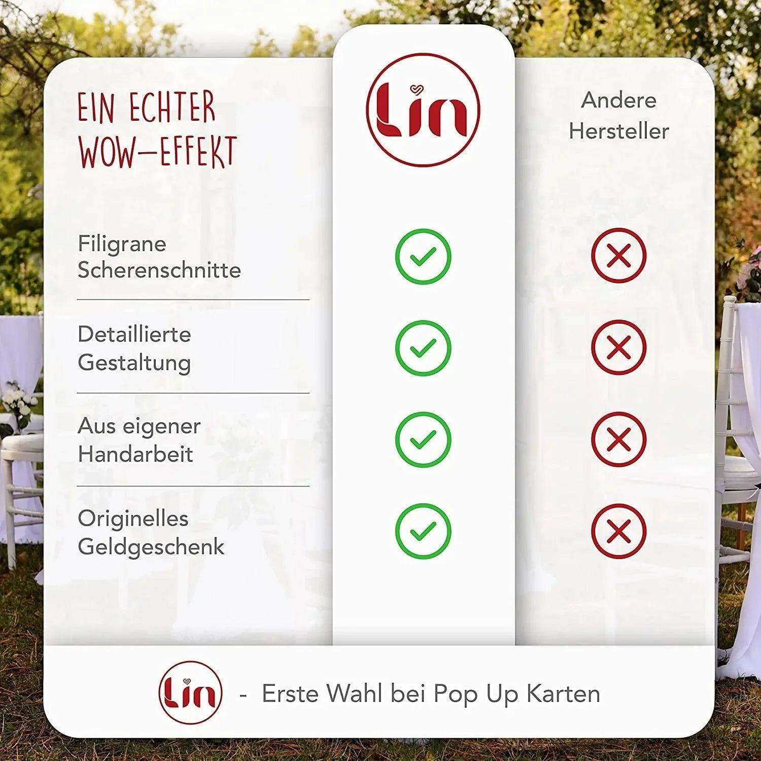 Hochzeitskarte Pop Up 3D - Glückwunschkarte zur Hochzeit, Brautpaar Altar, N290 - LINPopUp