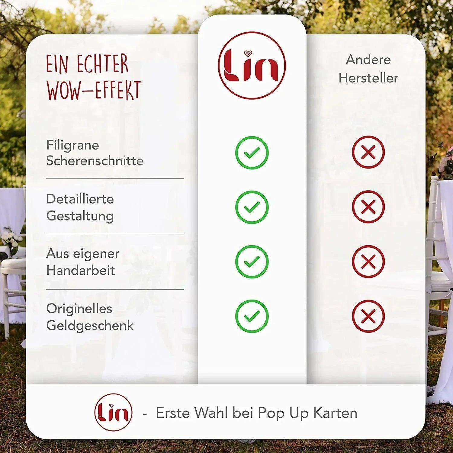 Hochzeitskarte Pop Up 3D - Glückwunschkarte zur Hochzeit, Brautpaar Altar, N290 - LINPopUp