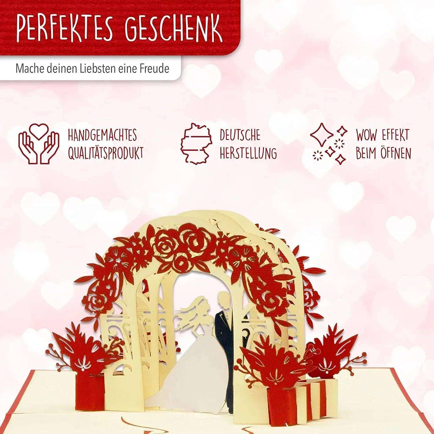 Hochzeitskarte Pop Up 3D - Glückwunschkarte zur Hochzeit, Brautpaar Altar, N290 - LINPopUp
