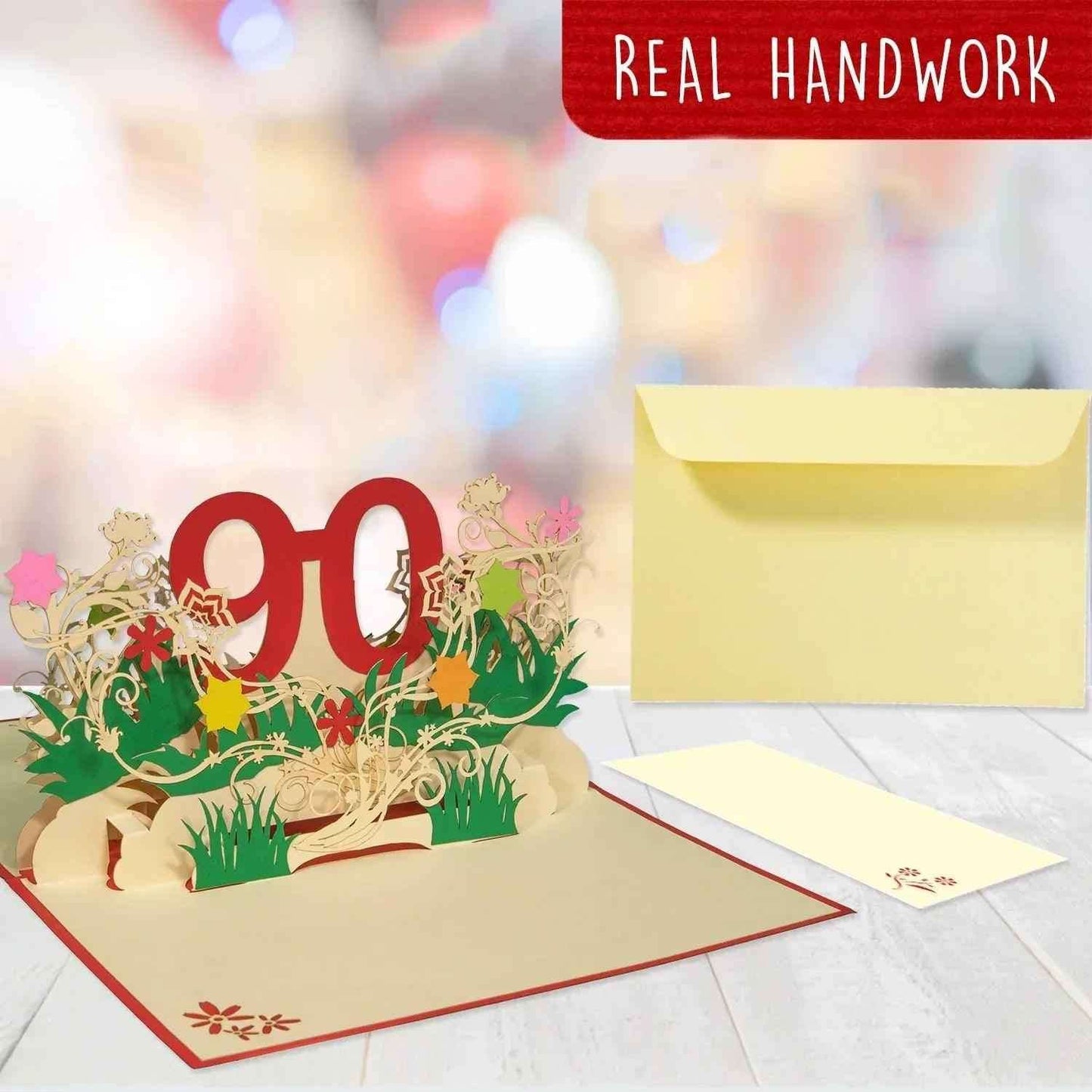 Pop-Up-Karte zum Geburtstag – Zahl 90, Geburtstagseinladung & Jubiläum, N328
