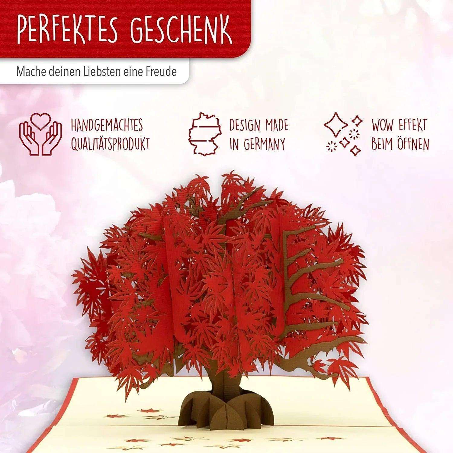 Pop-Up Karte Japanischer Ahorn - 3D Baum Grußkarte Geburtstag, N362 - LINPopUp