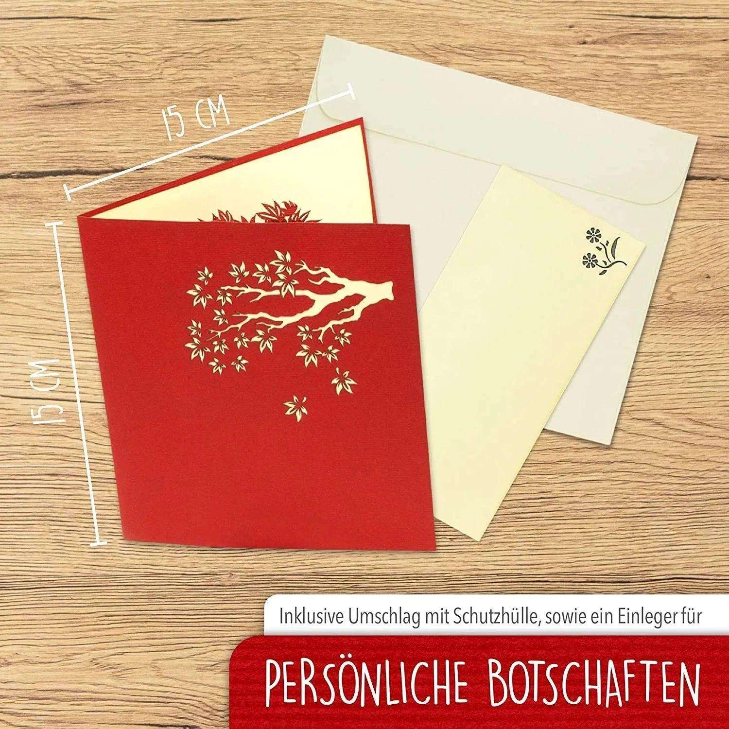 Pop-Up Karte Japanischer Ahorn - 3D Baum Grußkarte Geburtstag, N362 - LINPopUp