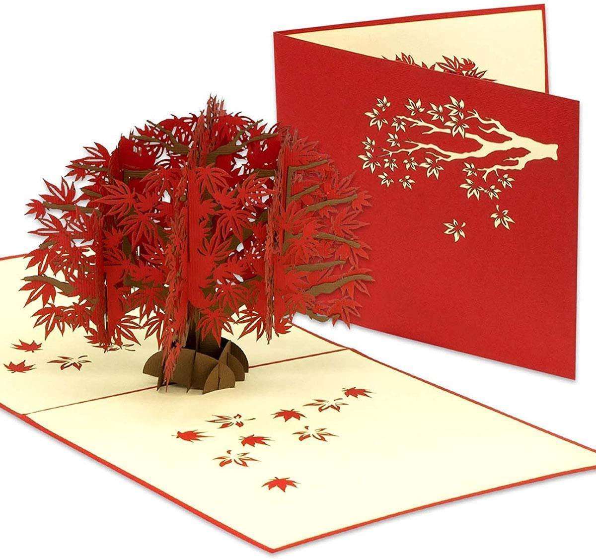 Pop-Up Karte Japanischer Ahorn - 3D Baum Grußkarte Geburtstag, N362 LINPopUp N362