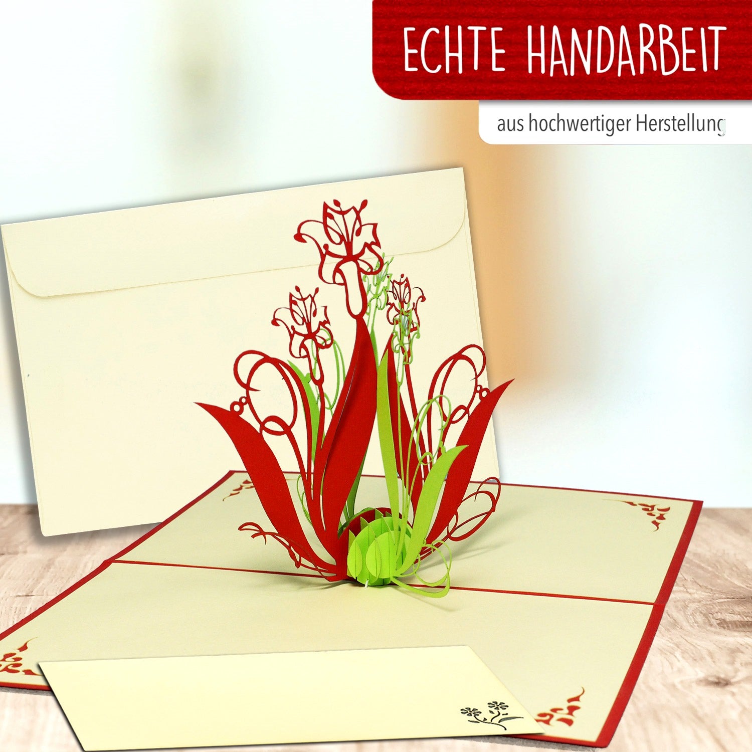 3D Pop-Up Karte Blumenkarte, Lilien, Blumenstrauß, N40
