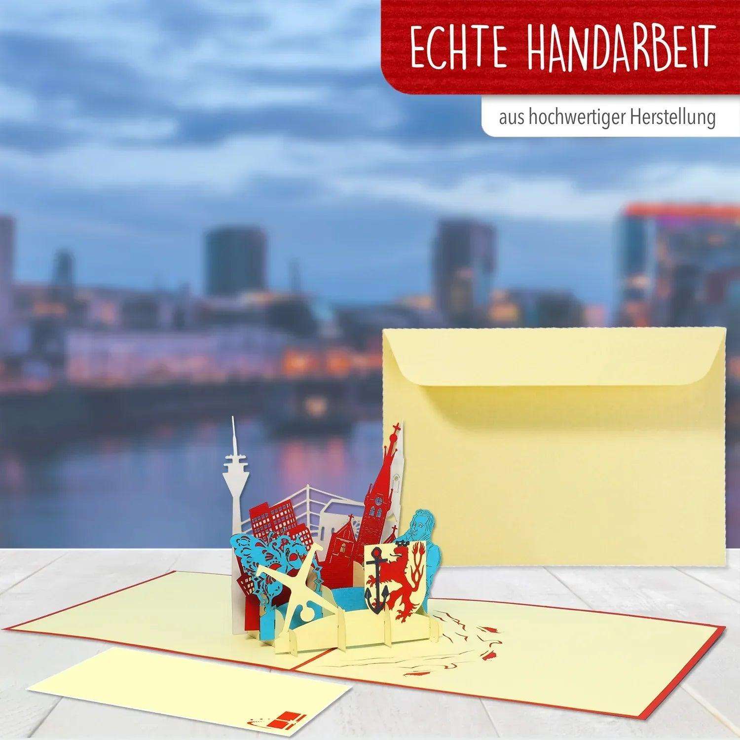 Pop-Up Karte Düsseldorf - 3D Stadtkarte Stadtbesichtigung Gutschein, N234 - LINPopUp