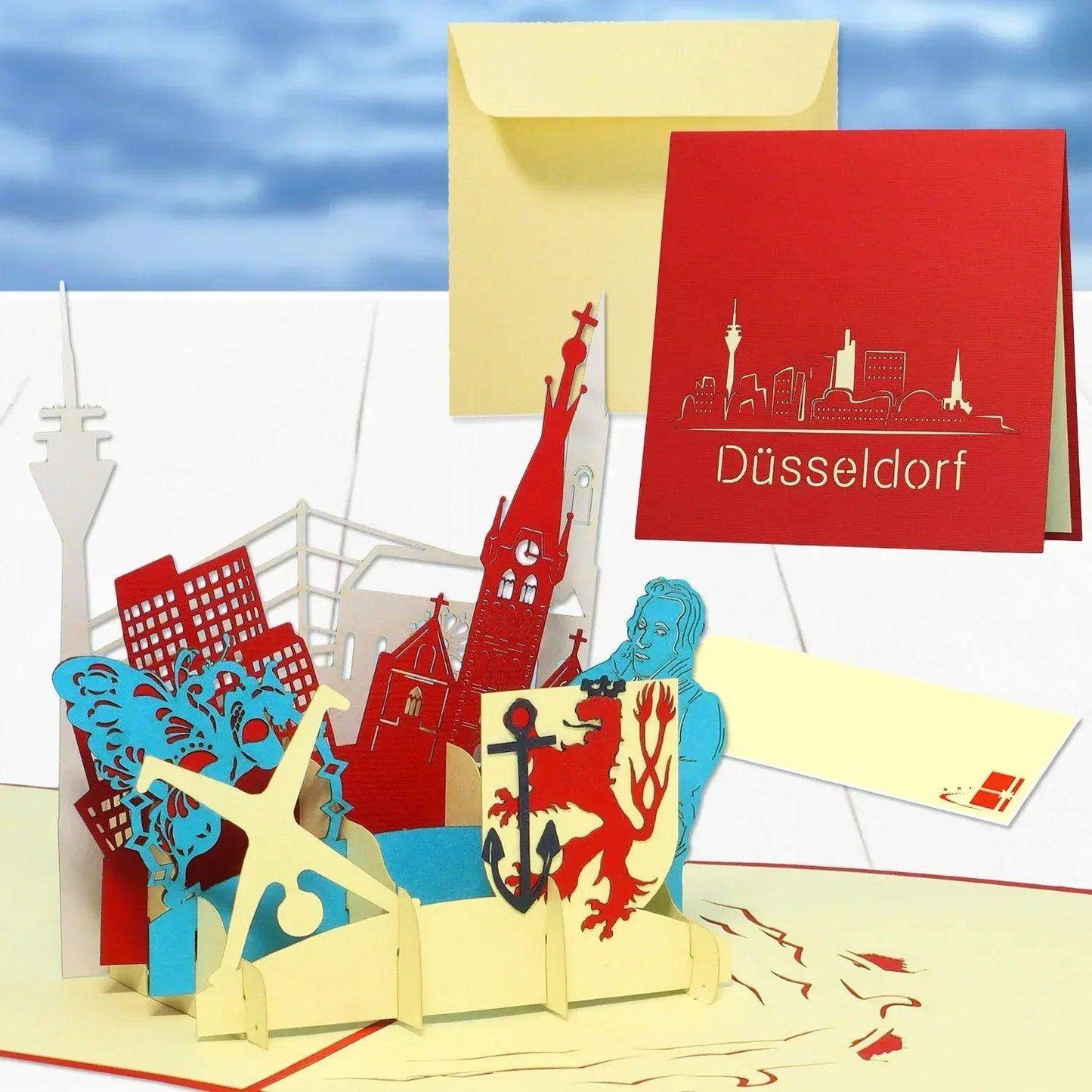 Pop-Up Karte Düsseldorf - 3D Stadtkarte Stadtbesichtigung Gutschein, N234 - LINPopUp