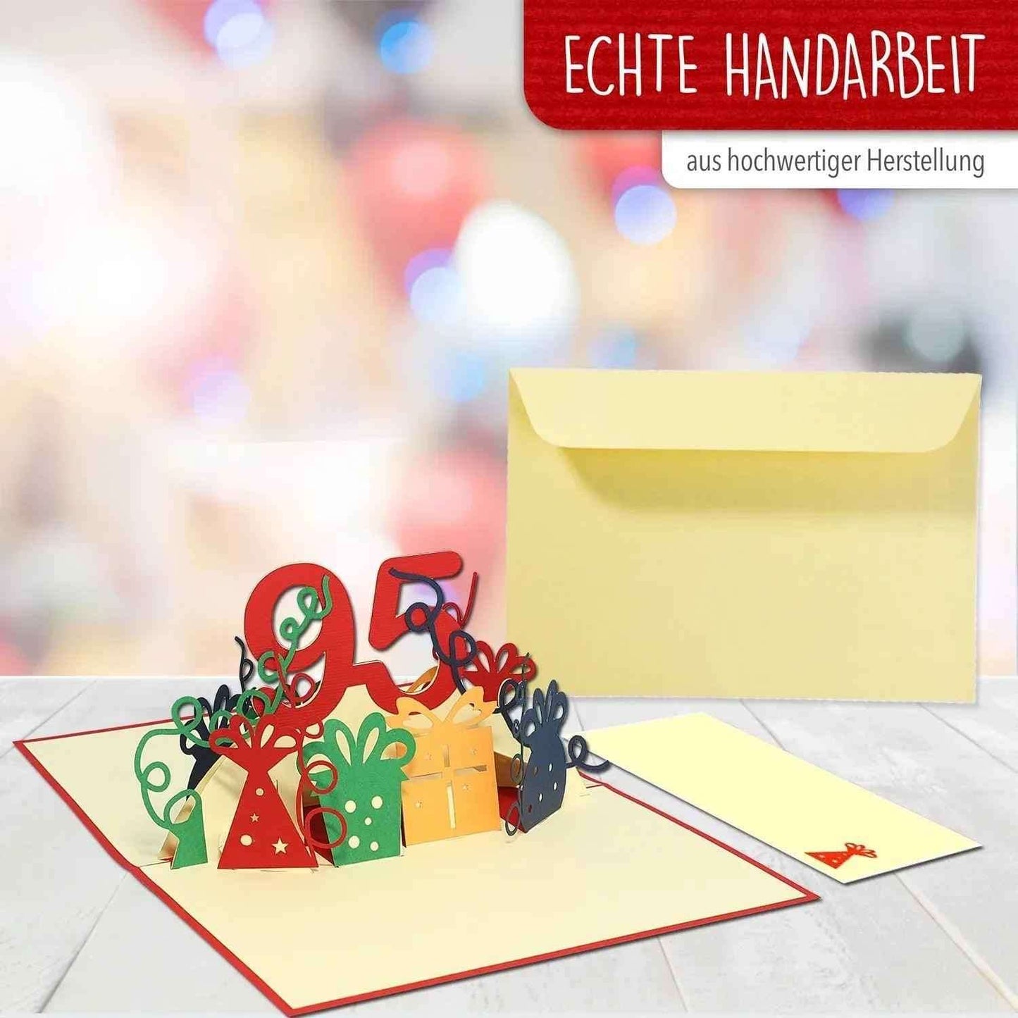 Pop-Up-Karte zum Geburtstag – Zahl 95, Geburtstagseinladung & Jubiläum, N374