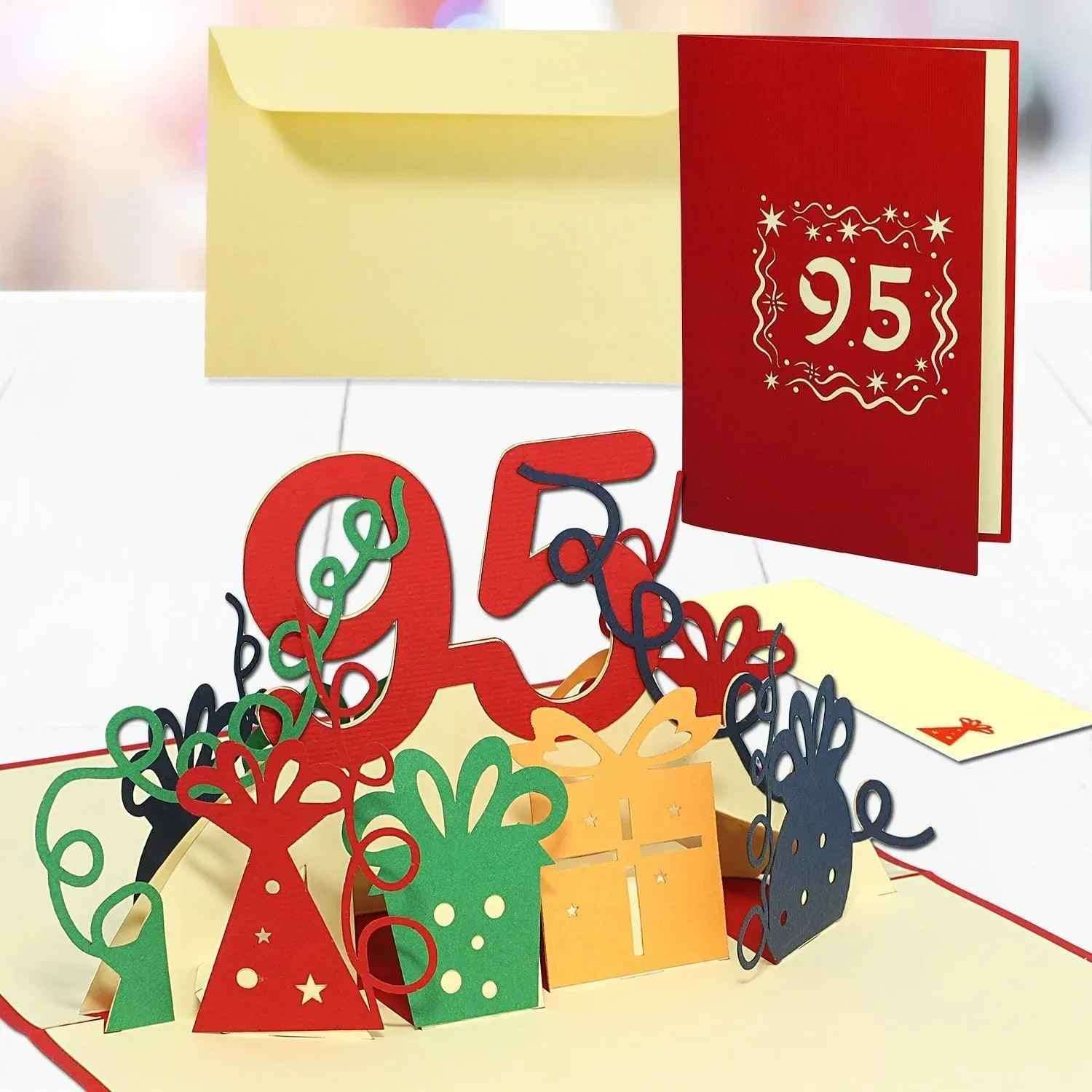Pop-Up-Karte zum Geburtstag – Zahl 95, Geburtstagseinladung & Jubiläum, N374