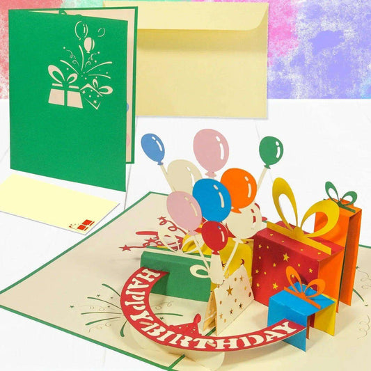 Pop-Up  Geburtstagskarte 3D rotierende LINPopUp Karte, Luftballons, N195 - LINPopUp