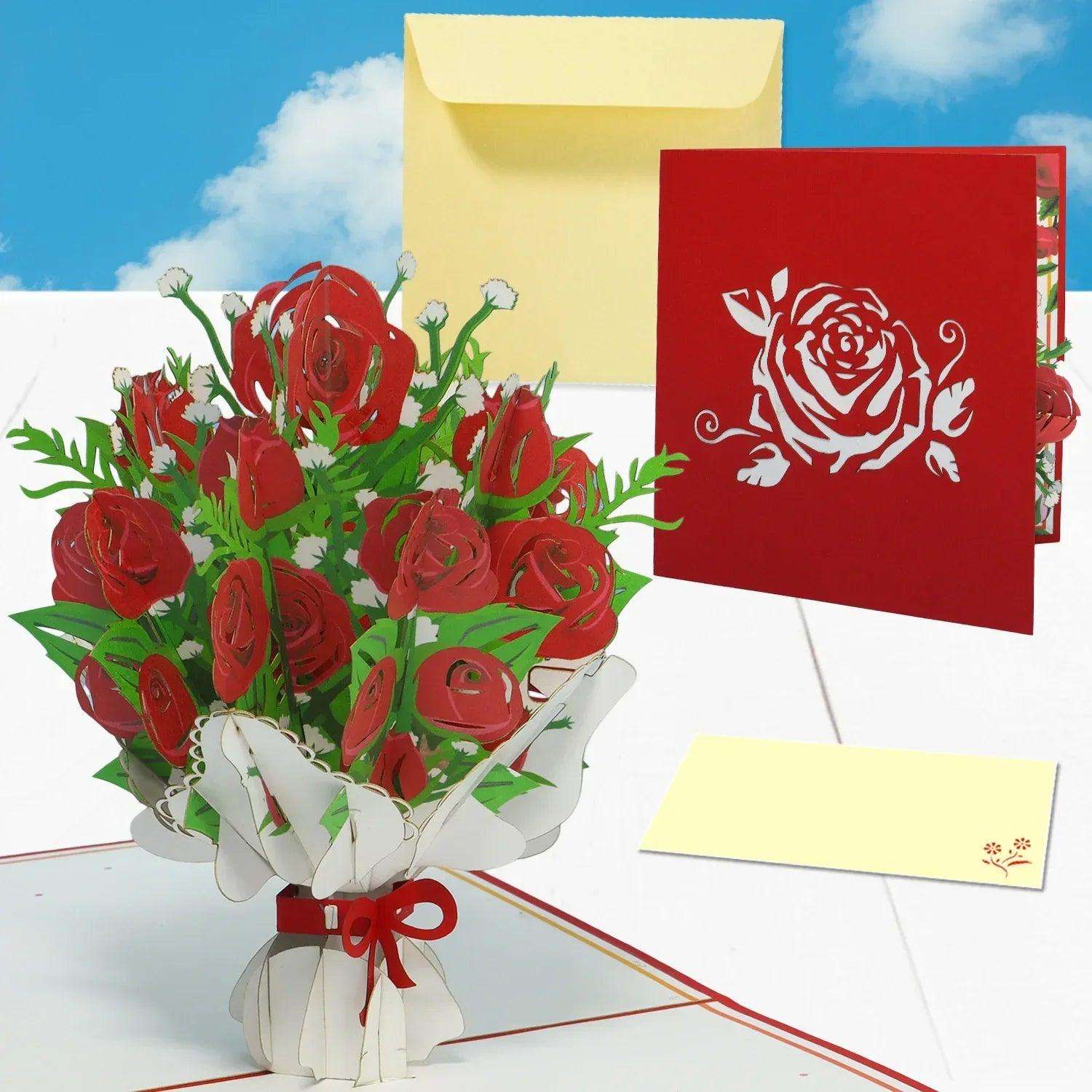 3D Pop-Up Karte Blumenkarte, Rosen, N506 - LINPopUp
