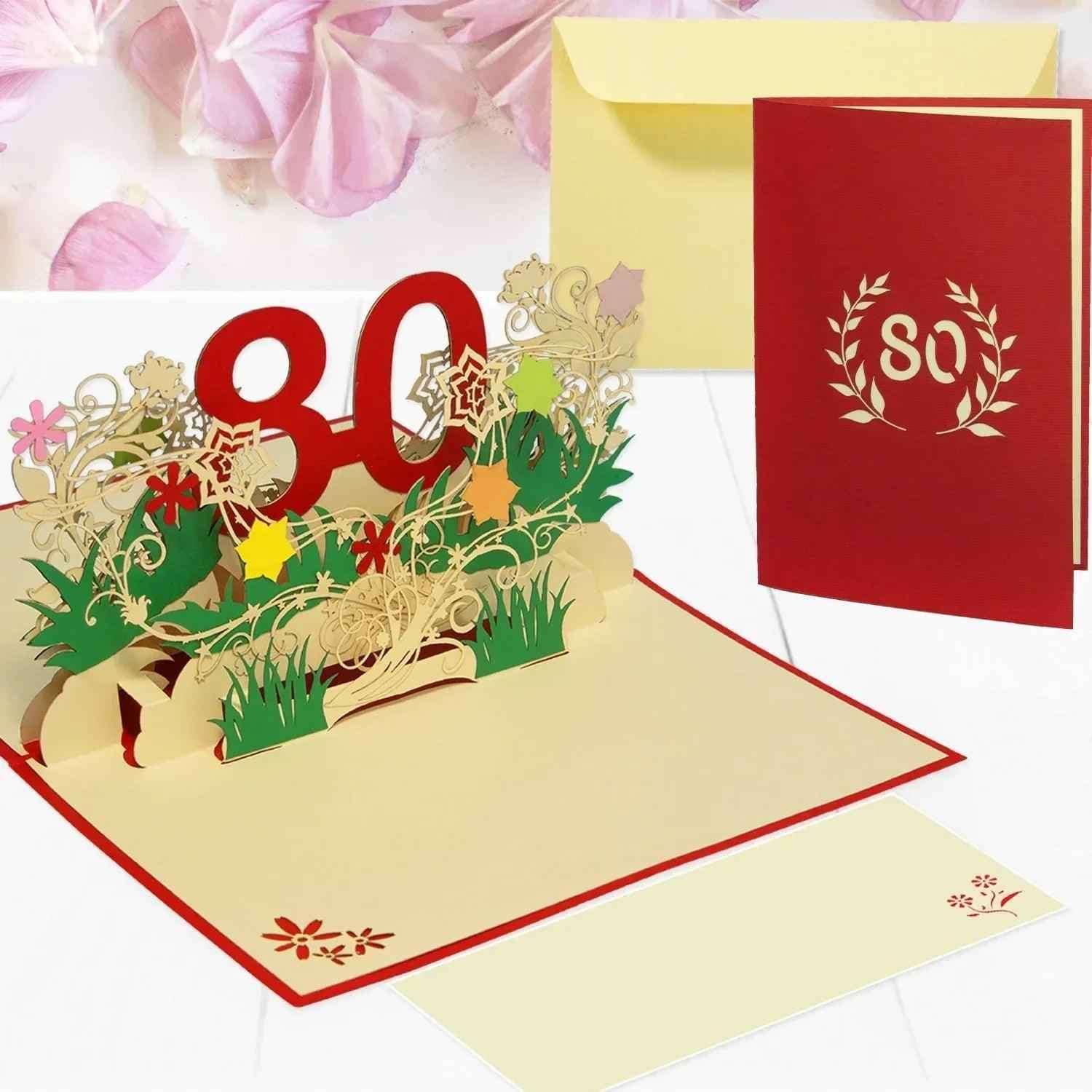 Pop-Up-Karte zum Geburtstag – Zahl 80, Geburtstagseinladung & Jubiläum, N67 LINPopUp N67
