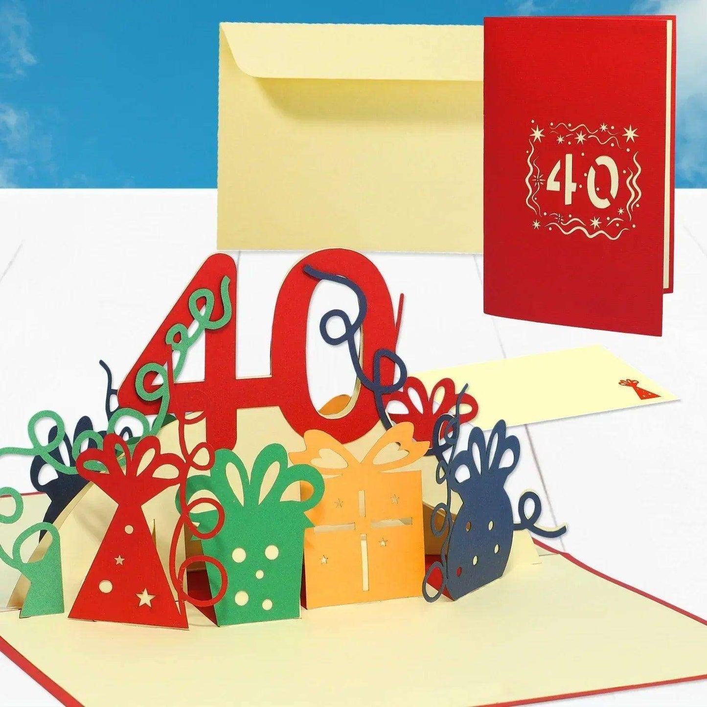 Pop-Up-Karte zum Geburtstag – Zahl 40, Geburtstagseinladung & Jubiläum, N18 - LINPopUp