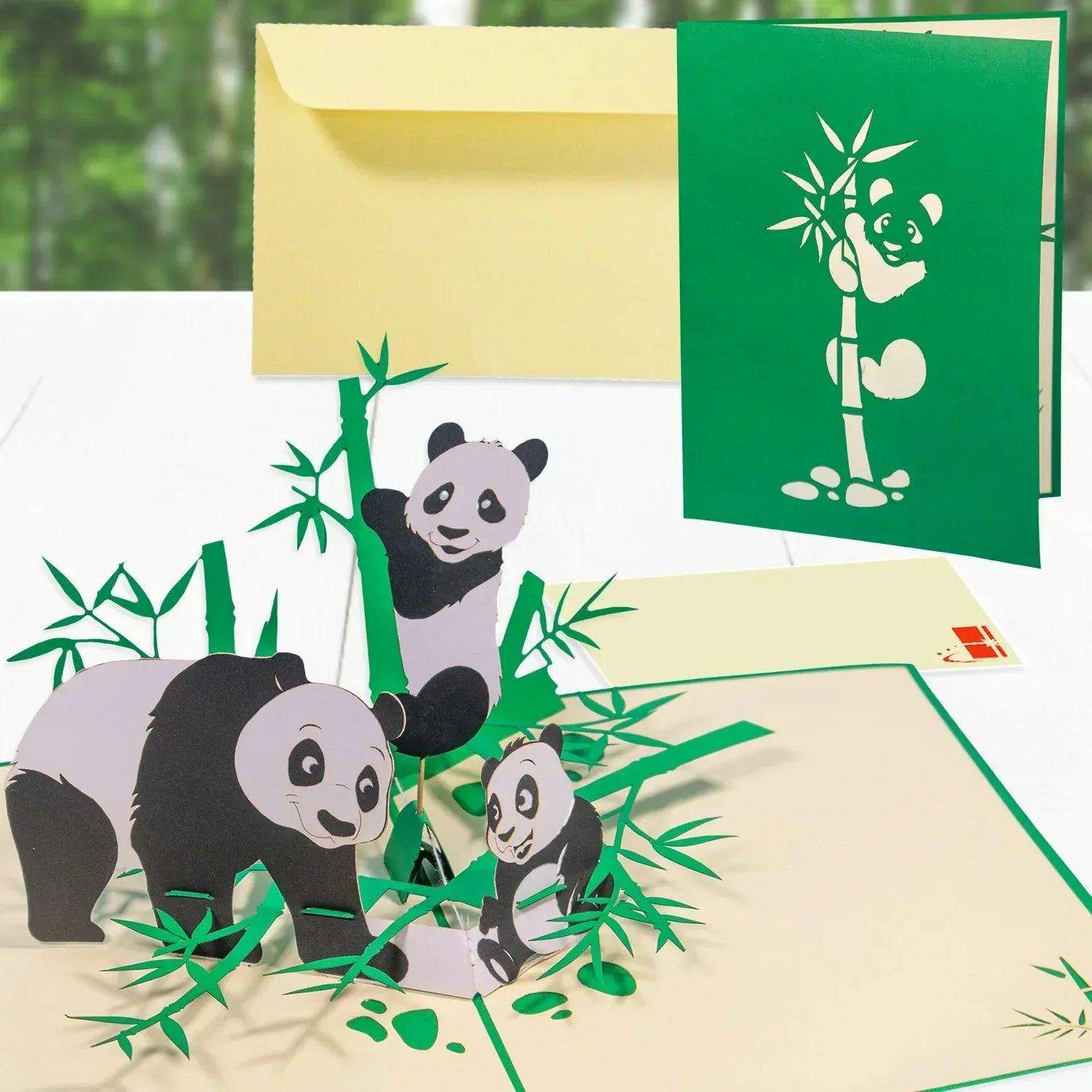Pop-Up Geburtstagskarte - Kindergeburtstag, rotierende LINPopUp, Pandabär - LINPopUp