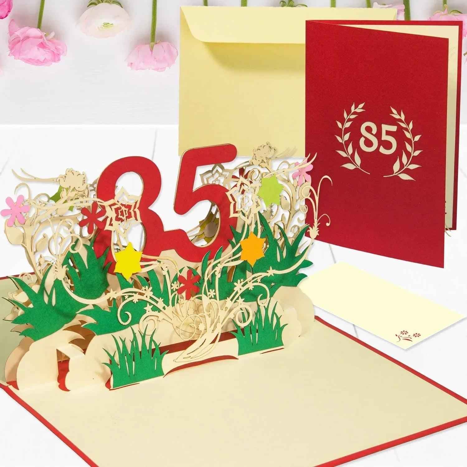 Pop-Up-Karte zum Geburtstag – Zahl 85, Geburtstagseinladung & Jubiläum, N327