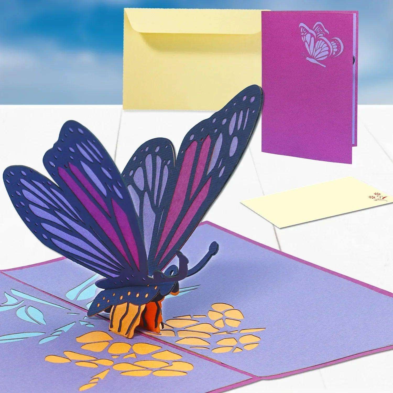 Pop Up Karte 3D Schmetterling Lila – Grußkarte Geburtstag & Muttertag - LINPopUp