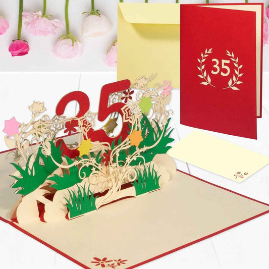 Pop-Up-Karte zum Geburtstag – Zahl 35, Geburtstagseinladung & Jubiläum, N302