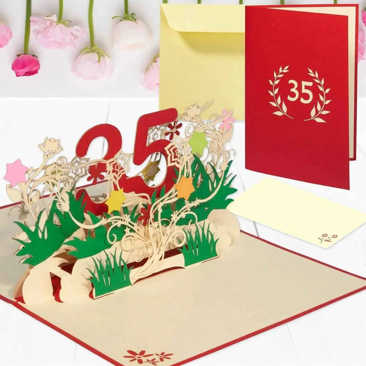 Pop-Up-Karte zum Geburtstag – Zahl 35, Geburtstagseinladung & Jubiläum, N302