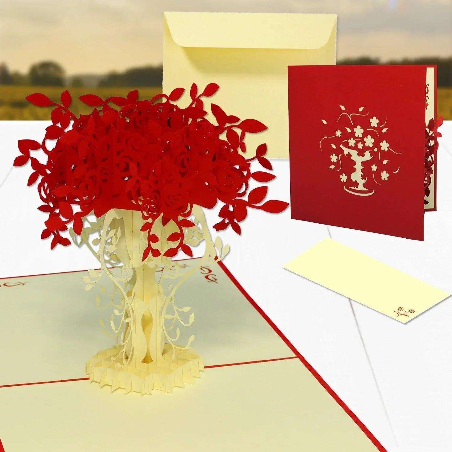 Pop Up Karte 3D Blumenvase – Grußkarte Geburtstag & Muttertag - LINPopUp