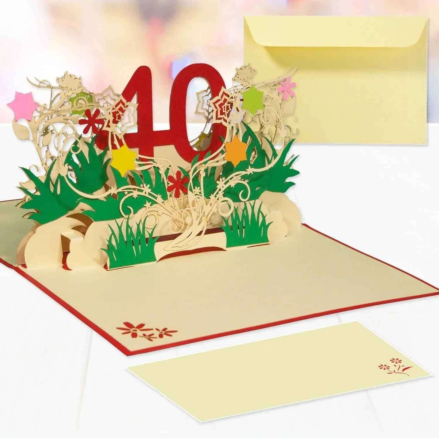 Pop-Up-Karte zum Geburtstag – Zahl 40, Geburtstagseinladung & Jubiläum, N303