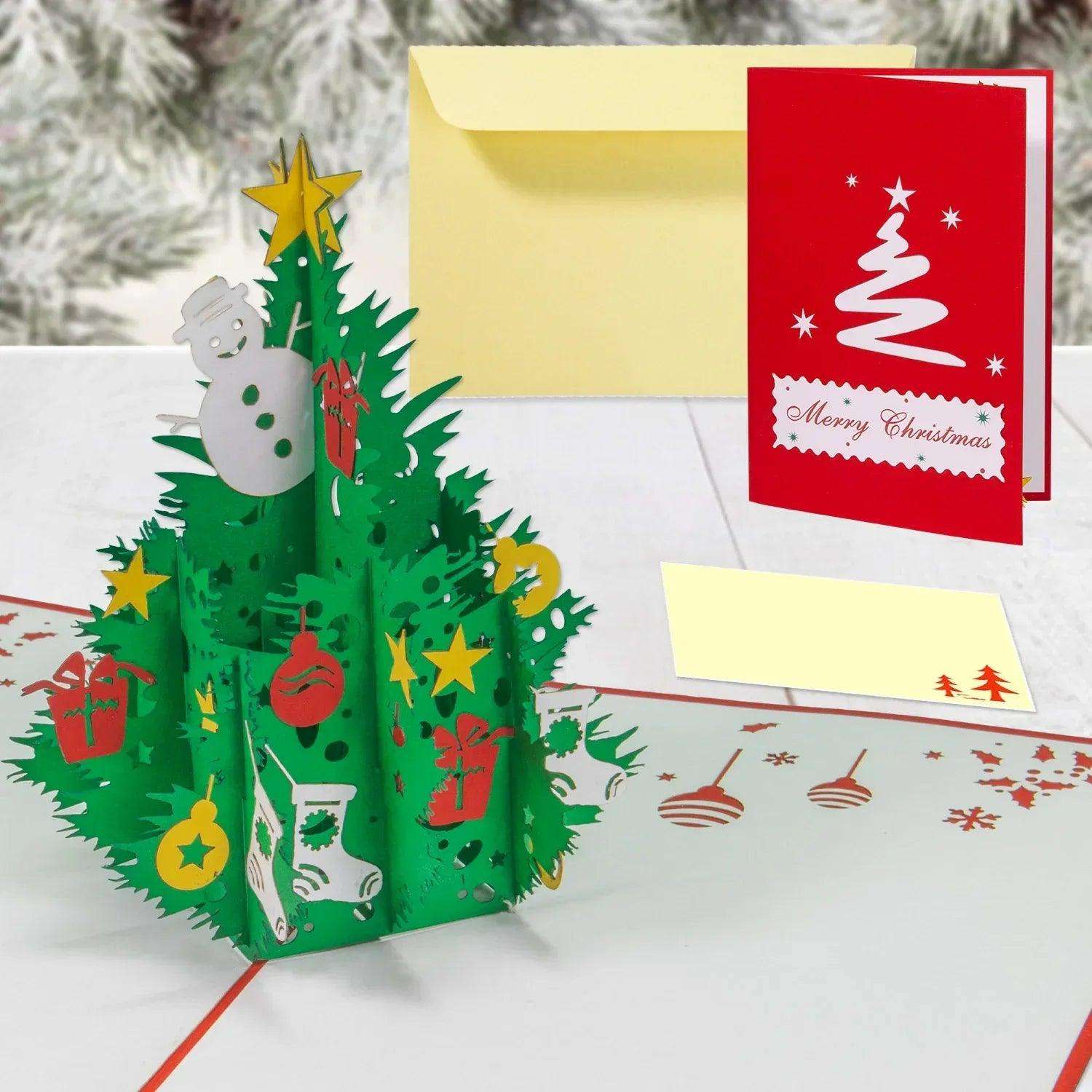 Pop Up Weihnachtskarte 3D - Klassischer Weihnachtsbaum, Tannenbaum, N459 - LINPopUp
